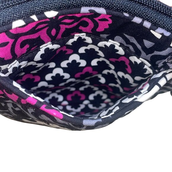 Vera Bradley Women’s Black & Pink Quilted Floral Patterned Crossbody Bag Sz S - Picture 12 of 13